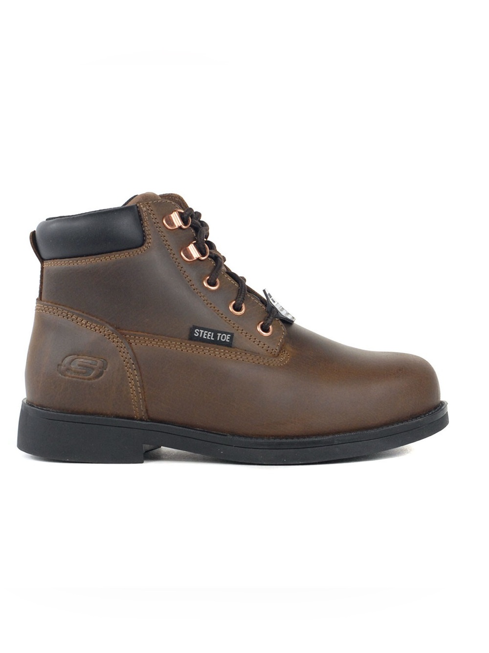 Skechers Ravias Brown Leather Steel Toe Work Boots NWT Size 7